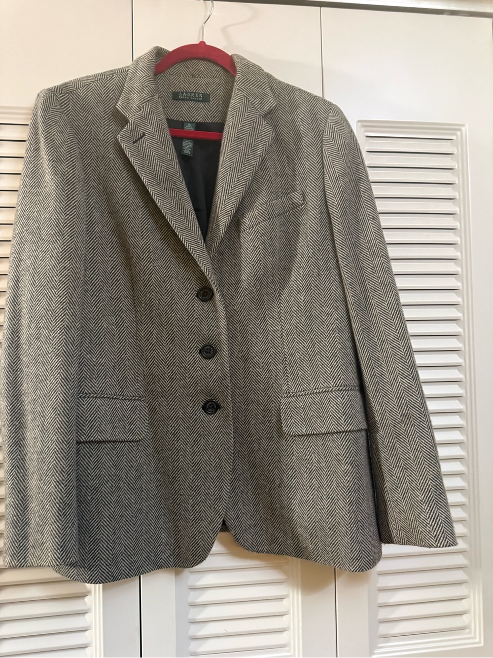 Ralph Lauren Herringbone Wool-Blend Blazer in Gray